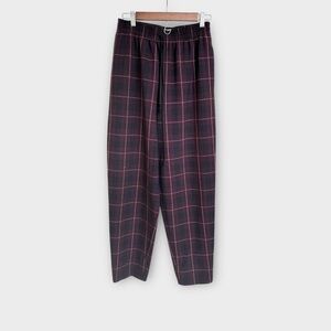 Aritzia Wilfred Soleste Red Plaid Balloon Drawstring Pants, size M